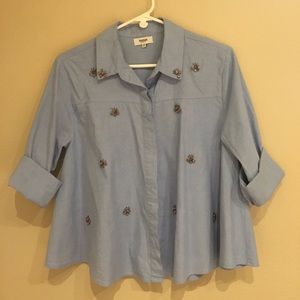 Denim button up with jewels
